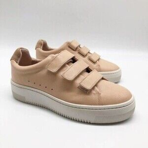 SANDRO Anita Rose Leather Velcro Trainers Sneakers 
